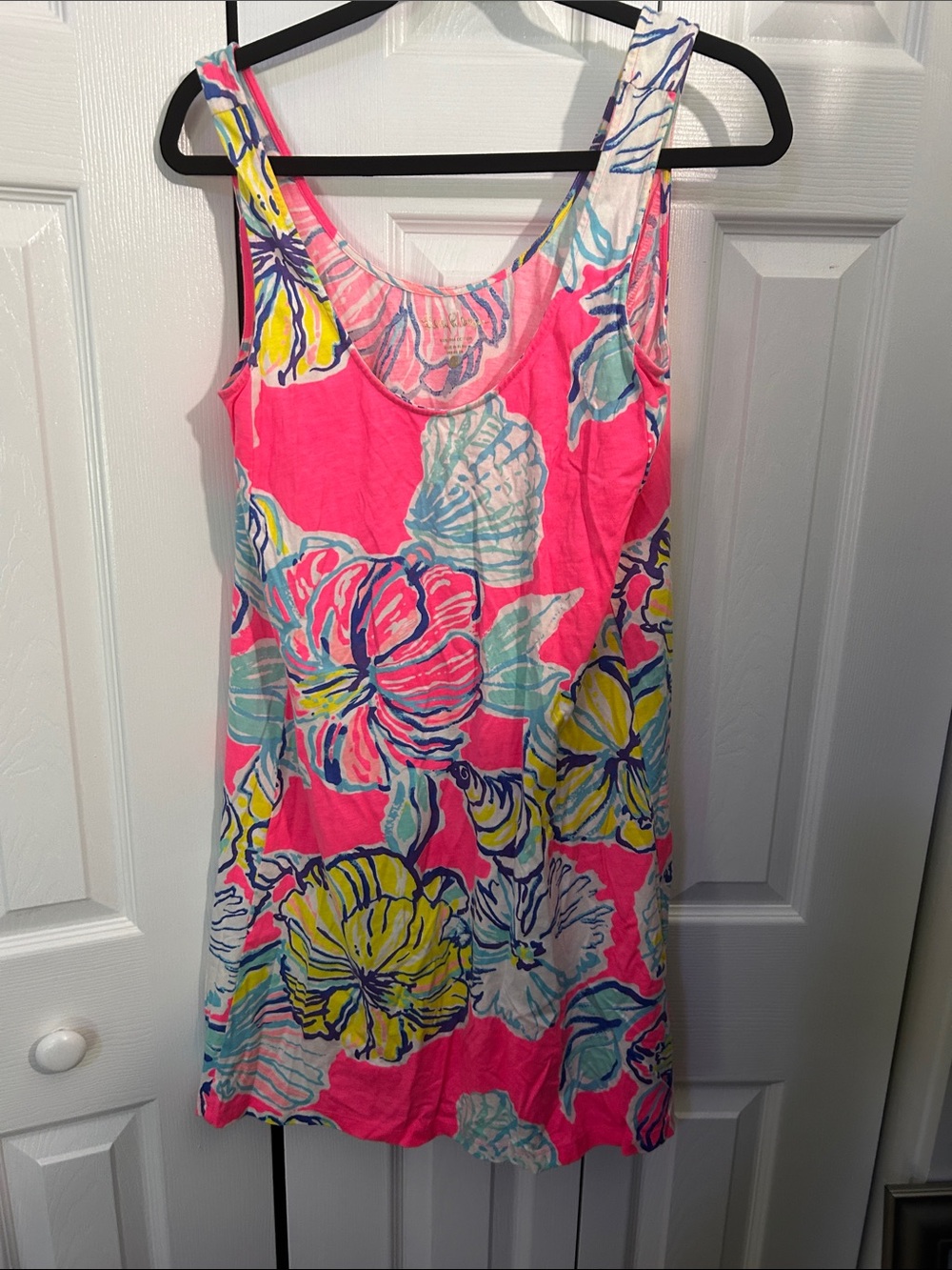 Lilly Pulitzer Pink Floral Tank Mini Dress with Yellow and Aqua
